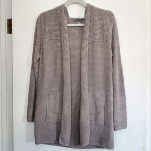 Barefoot Dreams CozyChic Ultra Lite Ribbed Hooded Cardigan - Small Taupe